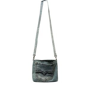 Denim Upcycled Crossbody‎ Bag Jean Pocket Purse Handmade Unique